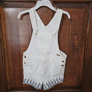 Toddler Embroidered White Overall Shorts